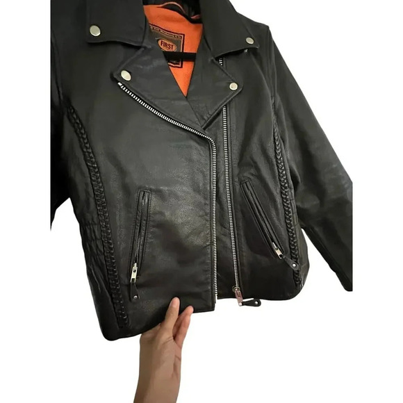 First Classics Italian Leather Gear Leather Motorcycle Jacket Size L - Picture 2 of 16
